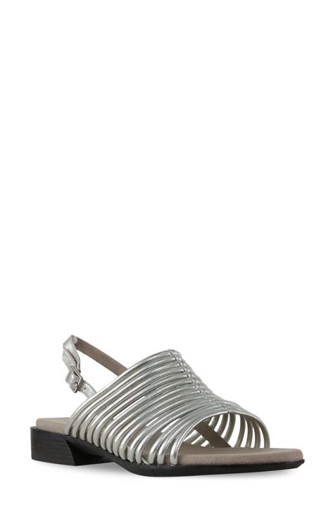 metallic slingback sandals