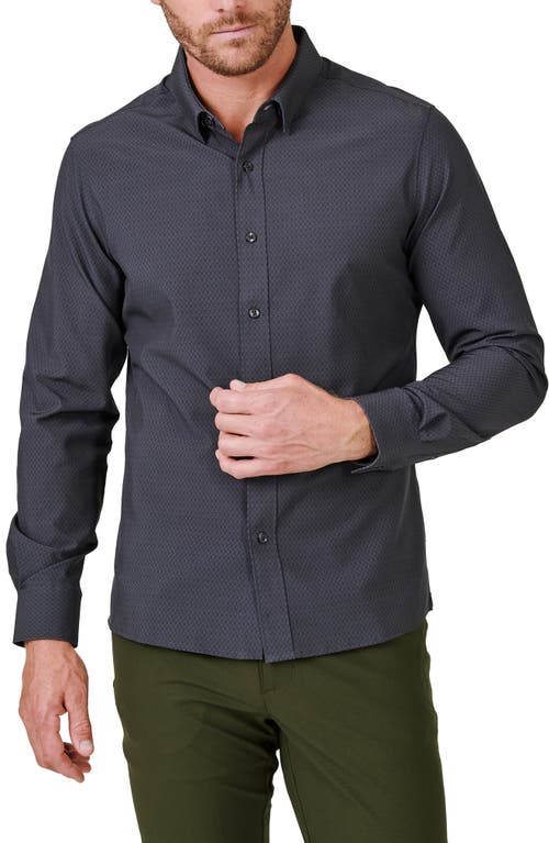7 Diamonds Prime Micropattern Performance Button-Up Shirt in Charcoal at Nordstrom, Size X-Large