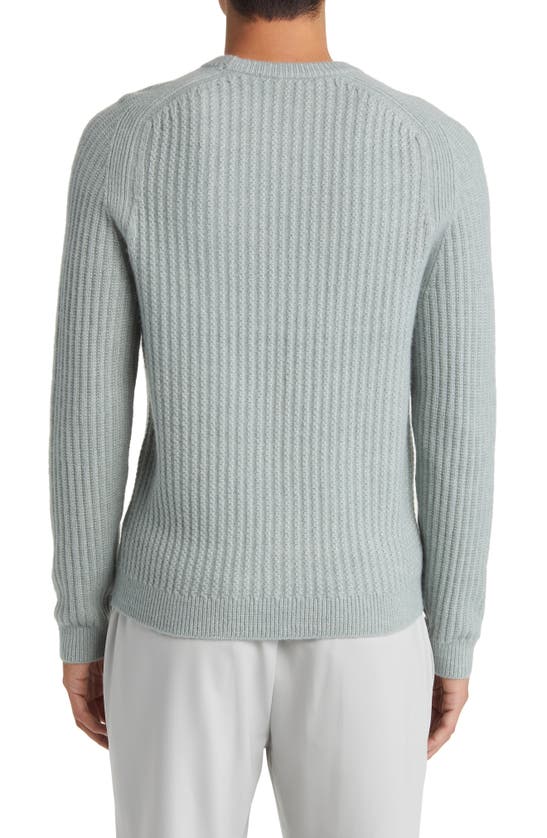 Shop Reiss Millerson Textured Wool & Cotton Blend Crewneck Sweater In Sage