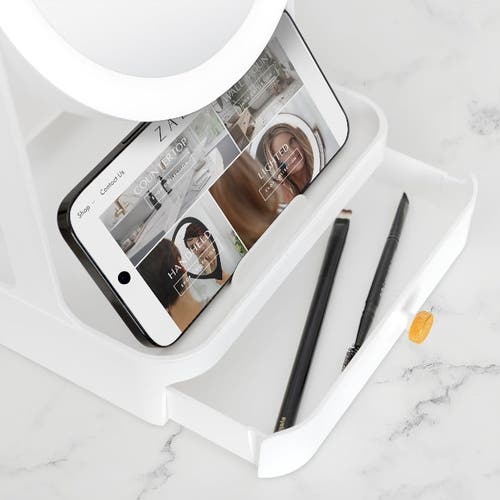 Zadro Back-to-school Led Lighted Makeup Mirror With Tray & Drawer In White