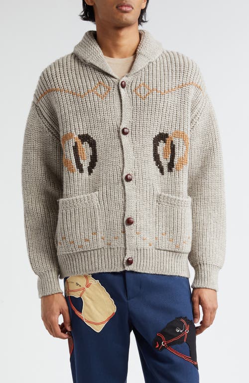 Bode Pony Shaker Stitch Wool & Alpaca Cardigan Tan at Nordstrom,