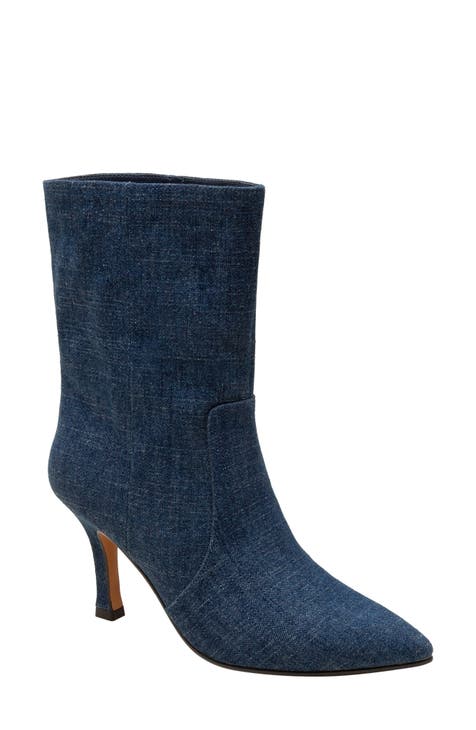 Chanel blue denim with faux pearls lace-up shoes