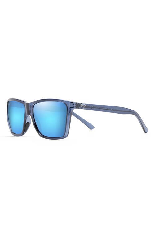 Maui Jim Cruzem 57mm Polarizedplus2® Rectangular Sunglasses In Dark Blue/blue Hawaii