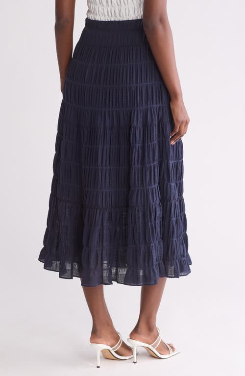 Max Studio Textured Midi Skirt In Navy-navy