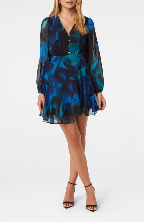 Shop Ever New Tamara Abstract Print Long Sleeve Asymmetric Minidress In Rosalia Floral