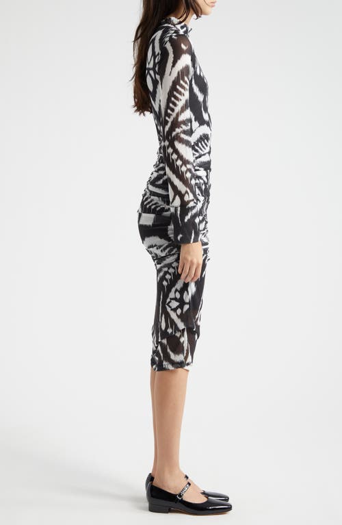 FARM RIO FARM RIO IKAT PRINT LONG SLEEVE MIDI DRESS 