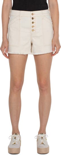 Liverpool Los Angeles Utility High Waist Fray Hem Shorts