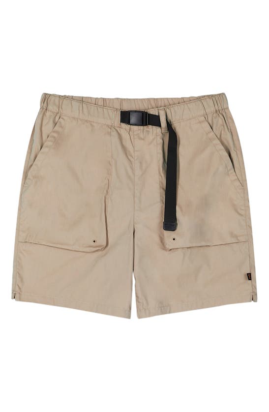 Alpha Industries Belted Cotton Blend Shorts In Taupe