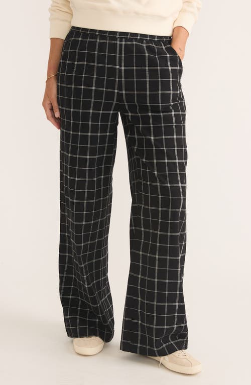 Shop Marine Layer Allison Check Wide Leg Tencel® Lyocell Pants In Black/white Check