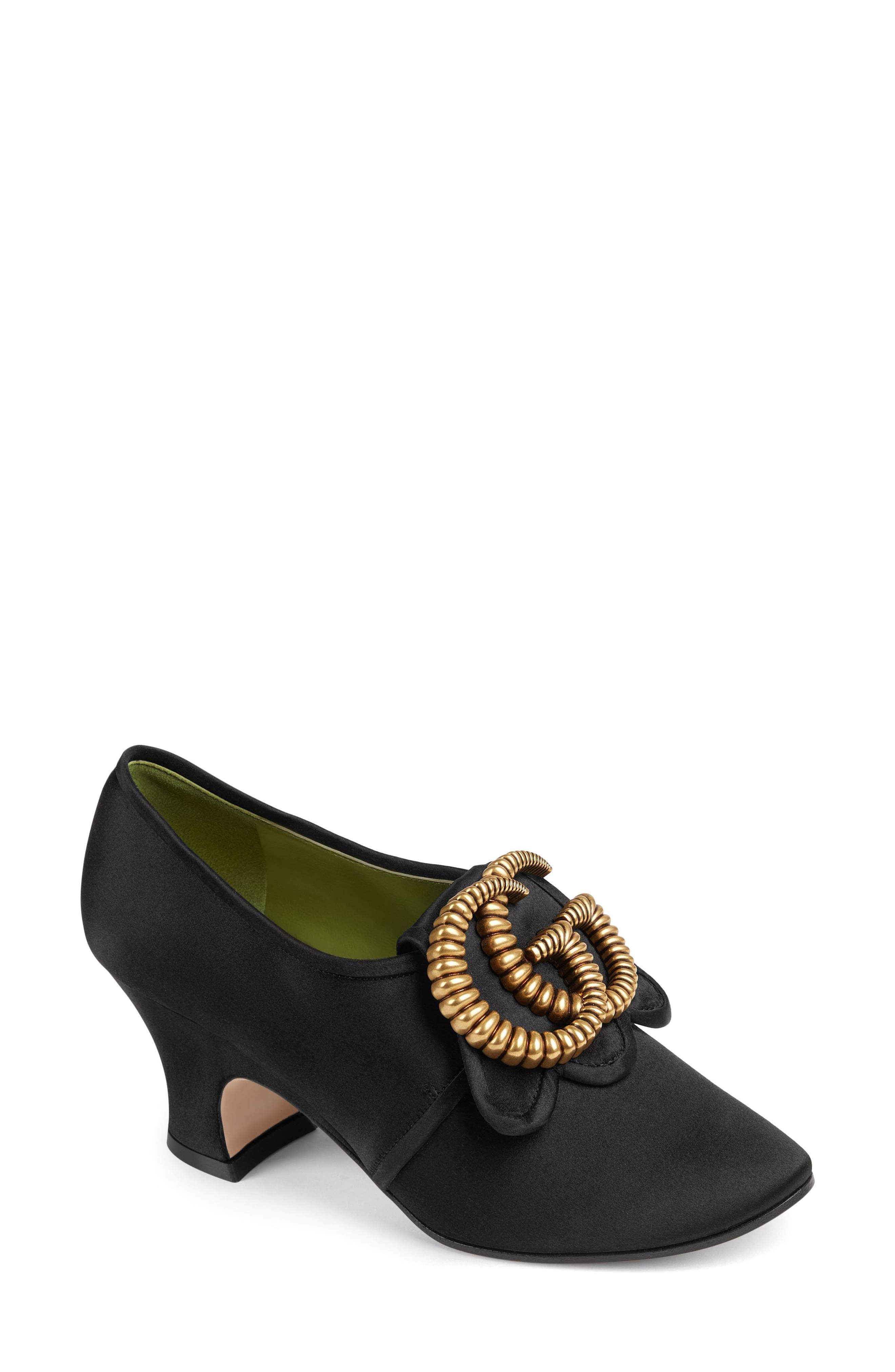 Gucci Ortensia Double G Hardware Pump, Black
