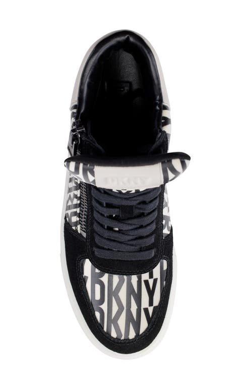 Shop Dkny High Top Sneaker In Black/eggnog