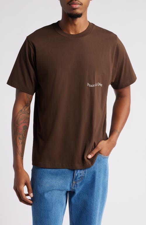 Museum of Peace & Quiet Wordmark Cotton Graphic T-Shirt in Brown 