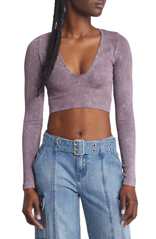 BDG Urban Outfitters Plunge Neck Knit Crop Top in Purple