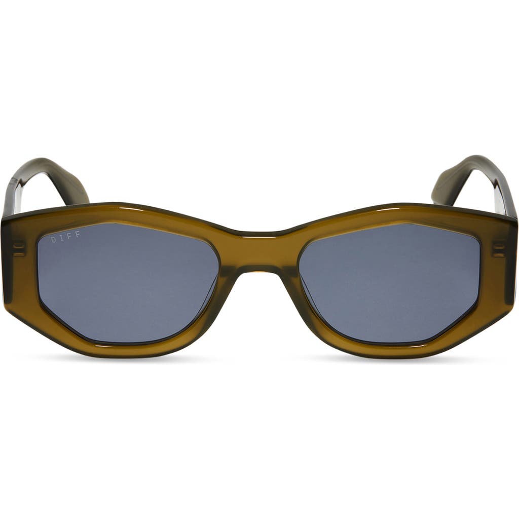 Diff Zeo 52mm Geometric Sunglasses In Rich Olive