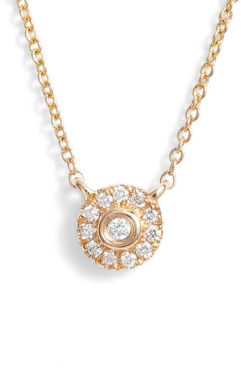 Lauren Joy Mini Diamond Disc Necklace