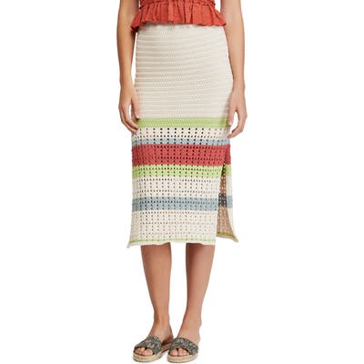 Free People Far From Here Crochet Midi Skirt, Ivory