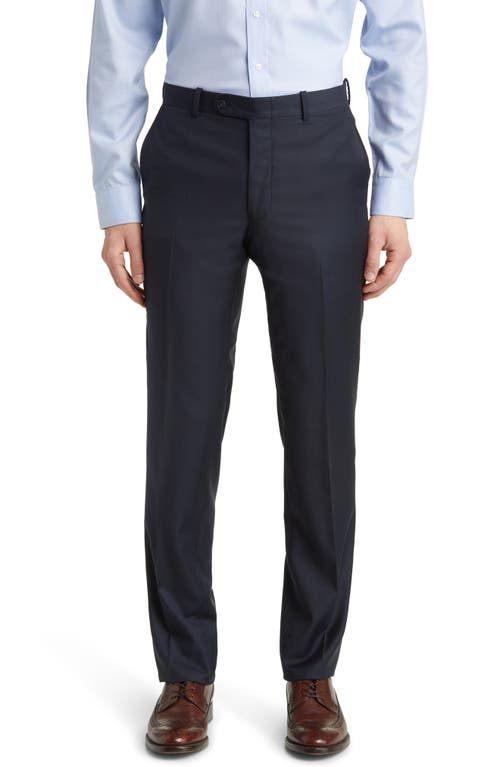 Peter Millar Harker Flat Front Wool Dress Pants Navy at Nordstrom,