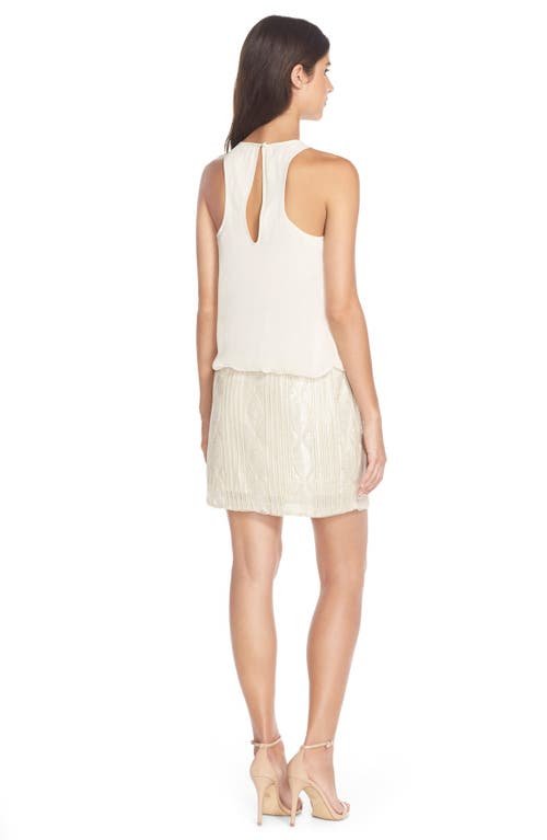 Aidan Mattox Aidan By  Chiffon & Beaded Mesh Blouson Dress In Champagne