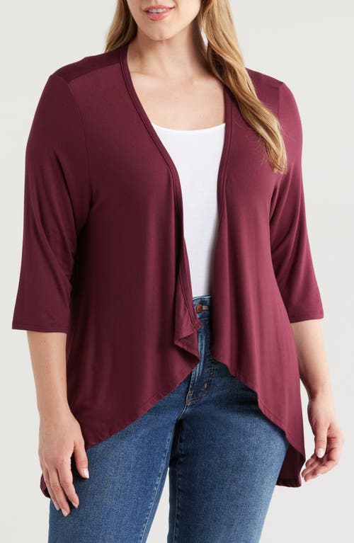 Shop 24seven Comfort Apparel Open Front Cardigan In Wine