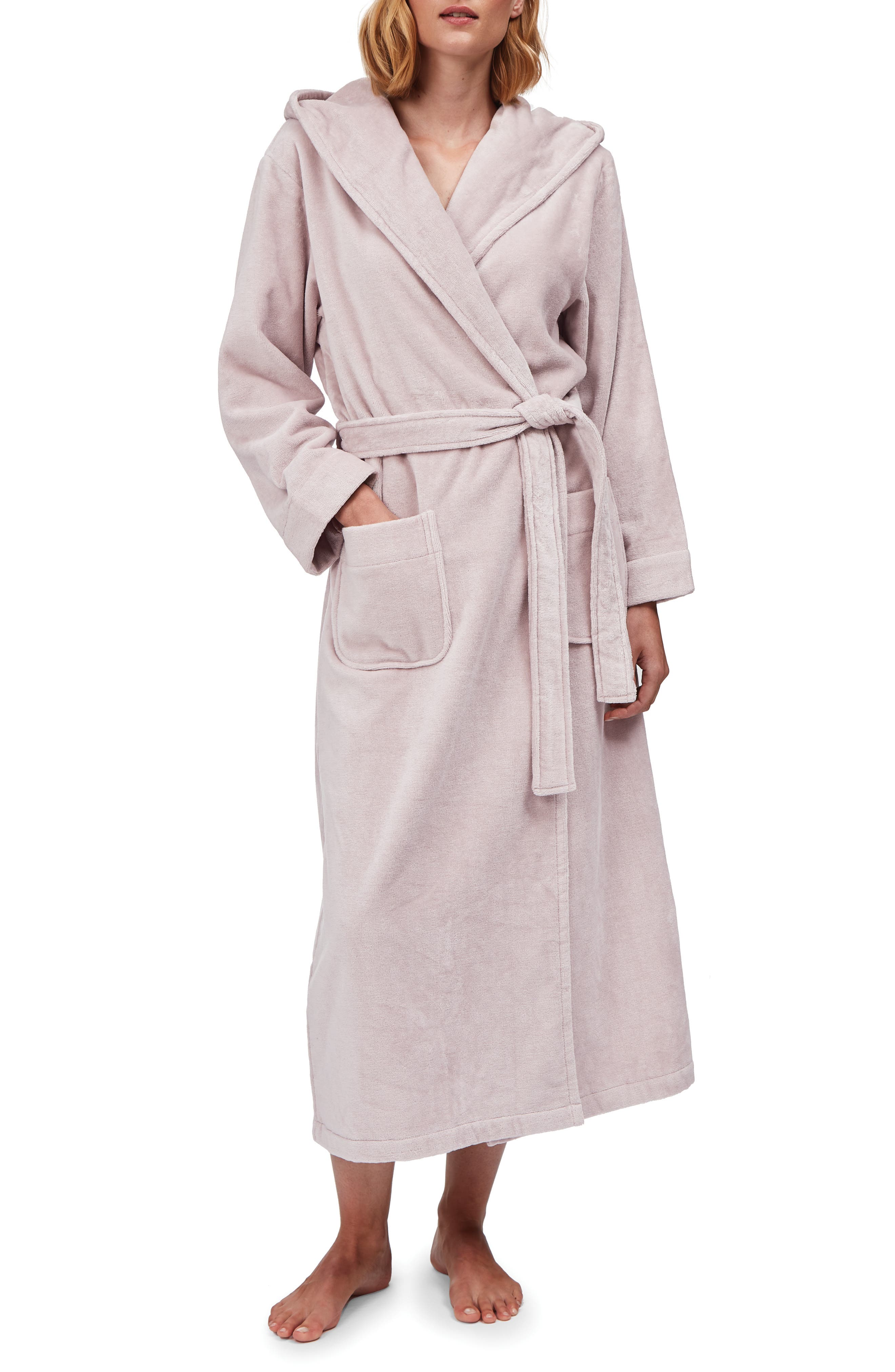 The White Company Hooded Cotton Velour Robe Nordstrom