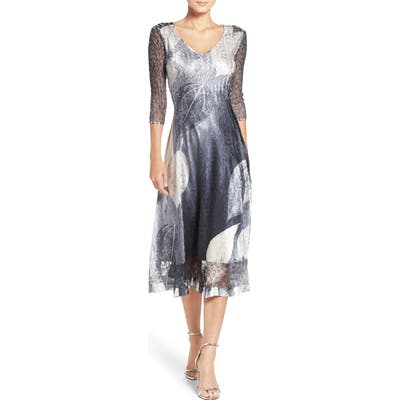 Komarov Charmeuse & Lace A-Line Dress