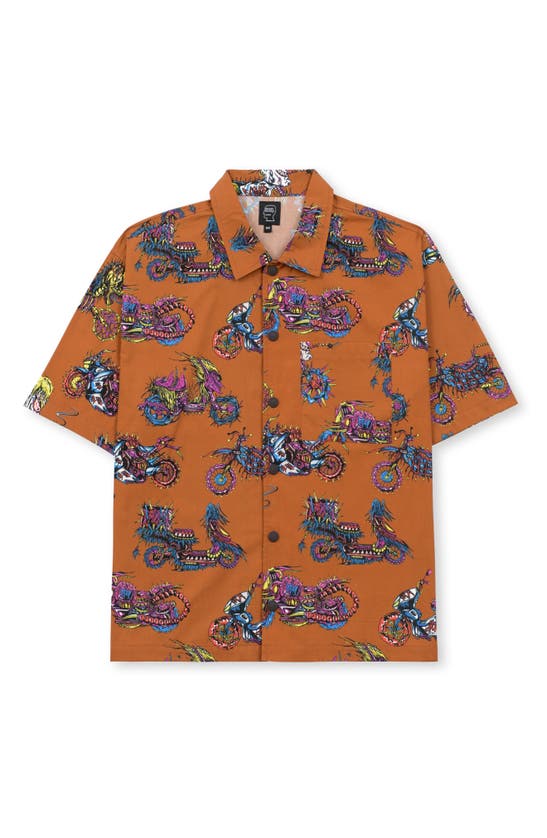 Shop Brain Dead Moto Cotton Poplin Snap-up Shirt In Terracotta