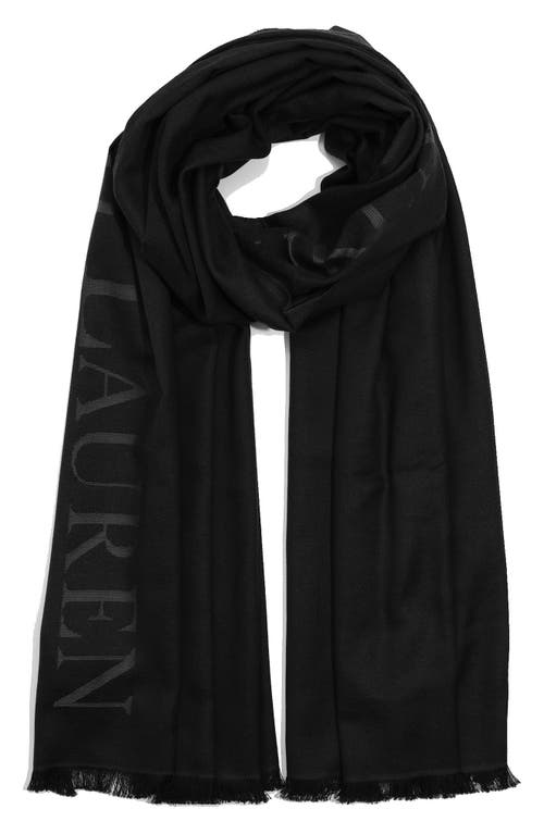 Lauren Ralph Lauren Logo Jacquard Scarf in Jet at Nordstrom