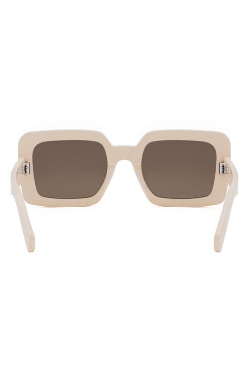 Shop Celine Triomphe 56mm Square Sunglasses In Ivory/brown