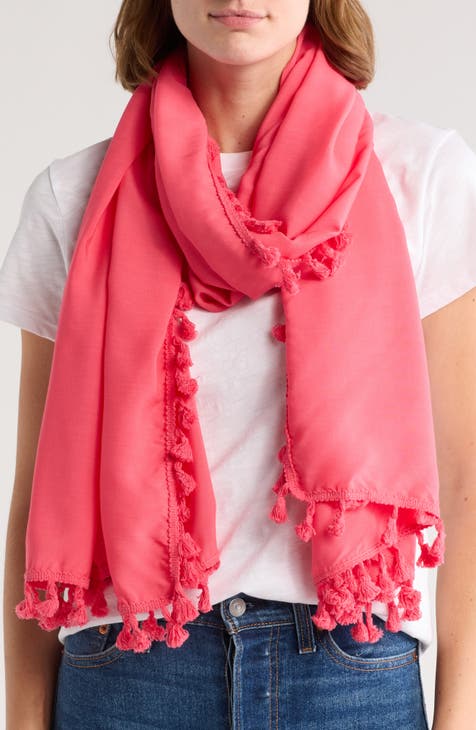 Pom Border Trim Scarf