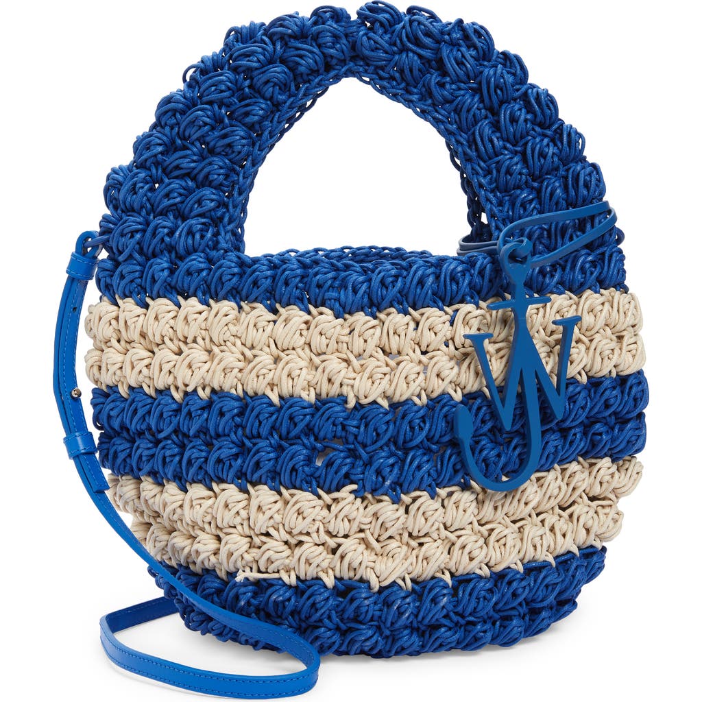 Jw Anderson Popcorn Basket Bag In Blue/off White