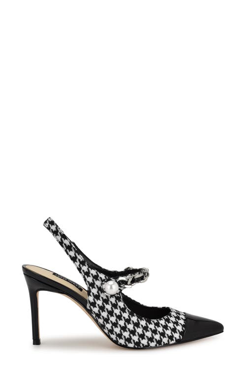 Shop Nine West Rendez Slingback Pointed Cap Toe Mary Jane Pump In Black/white