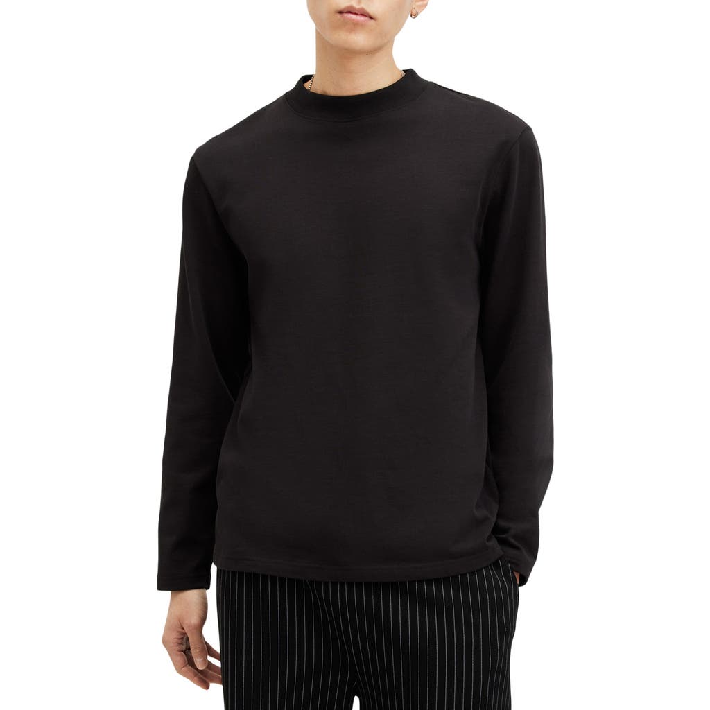 Allsaints Nero Mock Neck Relaxed Fit Sweatshirt In Jet Black