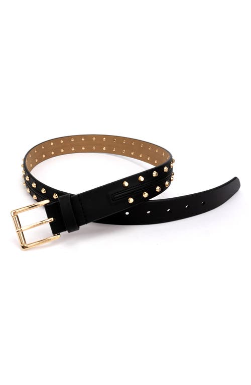 Shop Michael Michael Kors Astor Studded Leather Belt In Black/gold