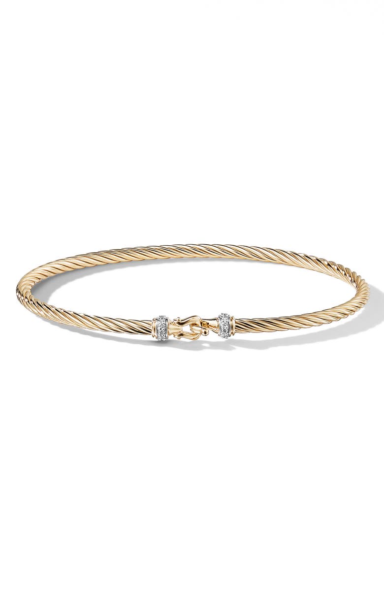 Cable Collectibles Buckle Bracelet with Diamonds in 18K Gold, 3mm