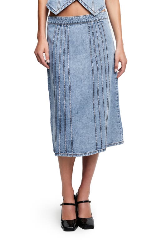 LIONESS Camelia Denim Midi Skirt in Faded Denim
