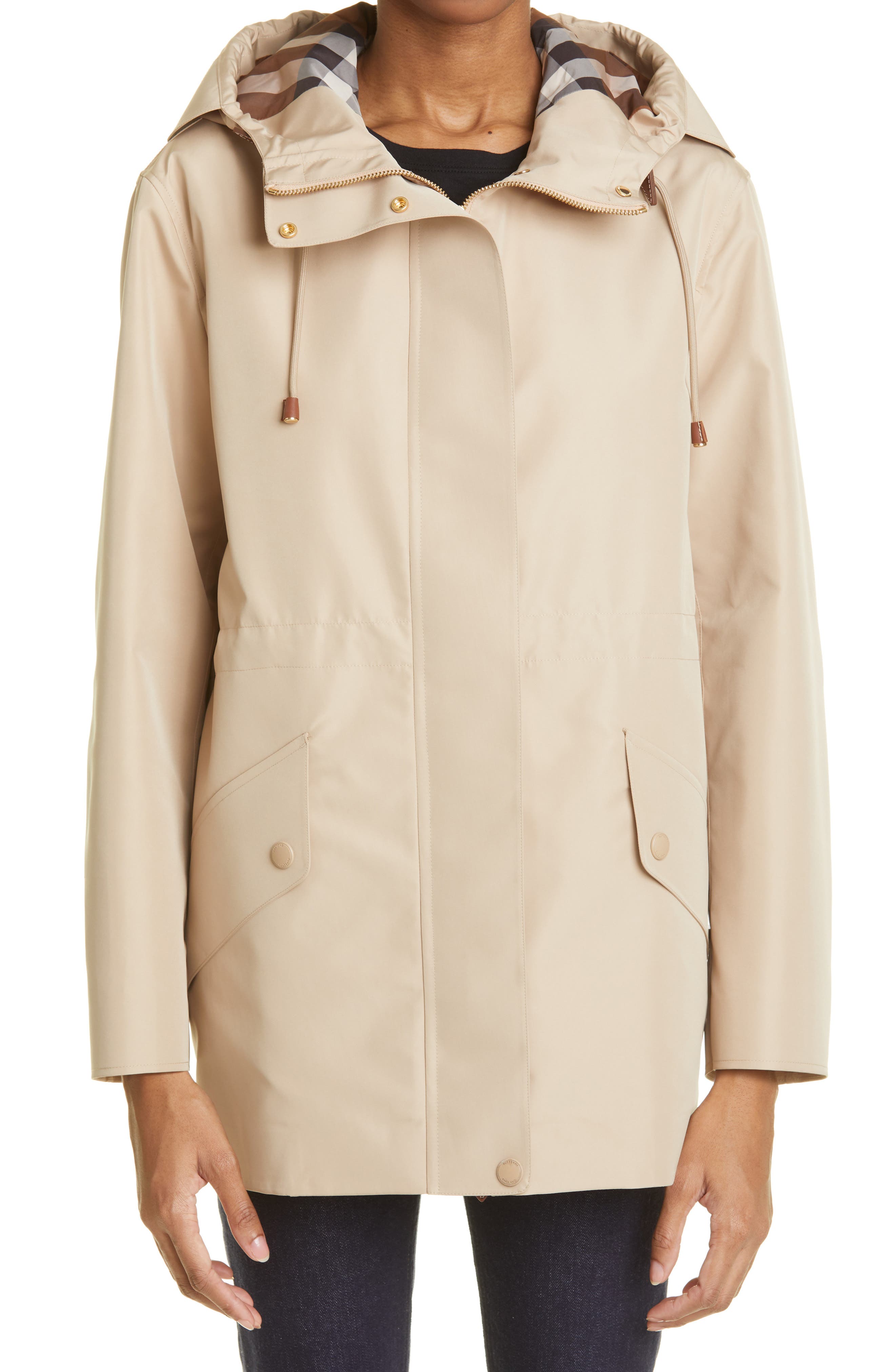 burberry hooded rain jacket women's