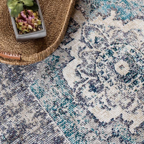 Jonathan Y Ankara Vintage Medallion Area Rug In Gray/ivory