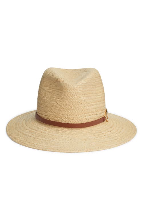 Shop Valentino Garavani Vlogo Panama Hat In Naturale/selleria/gold