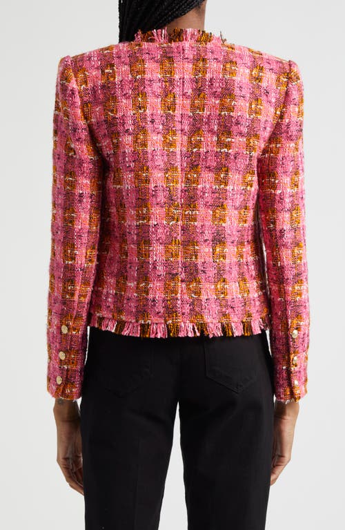 Shop L Agence L'agence Angelina Tweed Jacket In Fuchsia Pink/orange