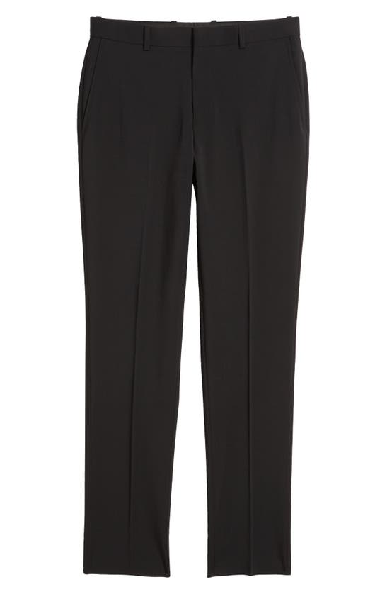 Shop Nordstrom Trim Fit Flat Front Stretch Wool Dress Pants In Black