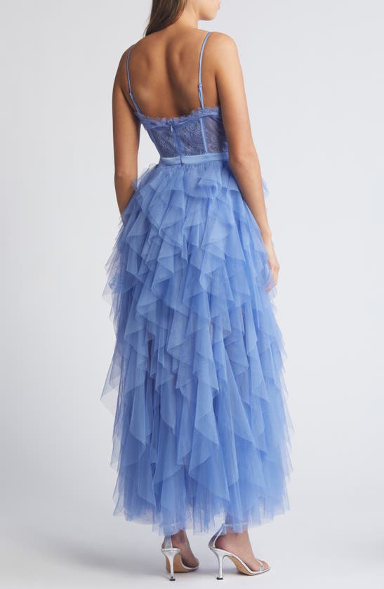 Shop Chelsea28 Corset Lace & Tulle Gown In Blue Hydrangea