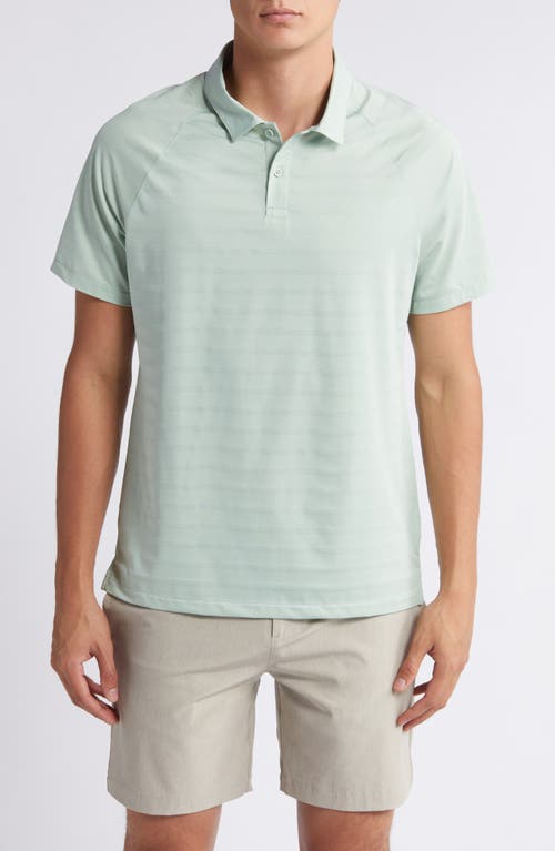 Shop Zella Stripe Performance Court Polo In Green Frozen