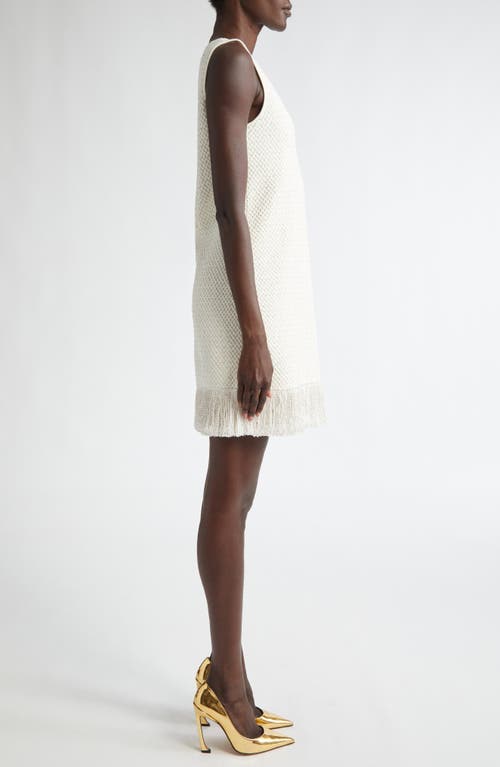 Oscar De La Renta Sequin Tweed A-line Dress In Ivory/gold