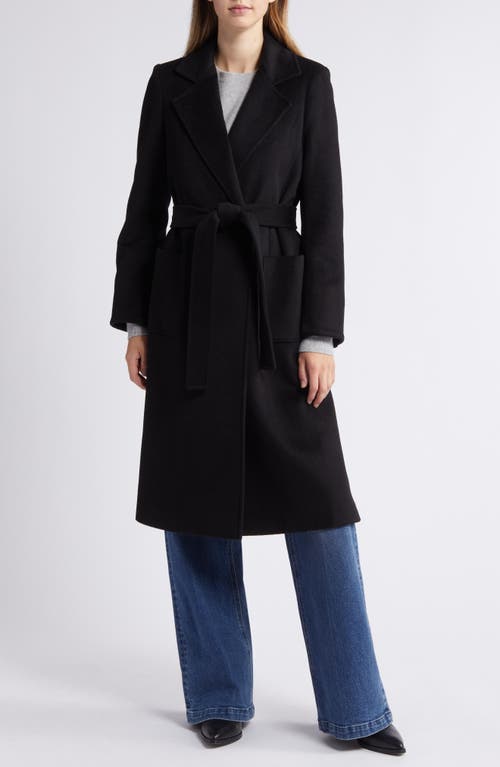 Shop Sam Edelman Wool Blend Wrap Coat In Black