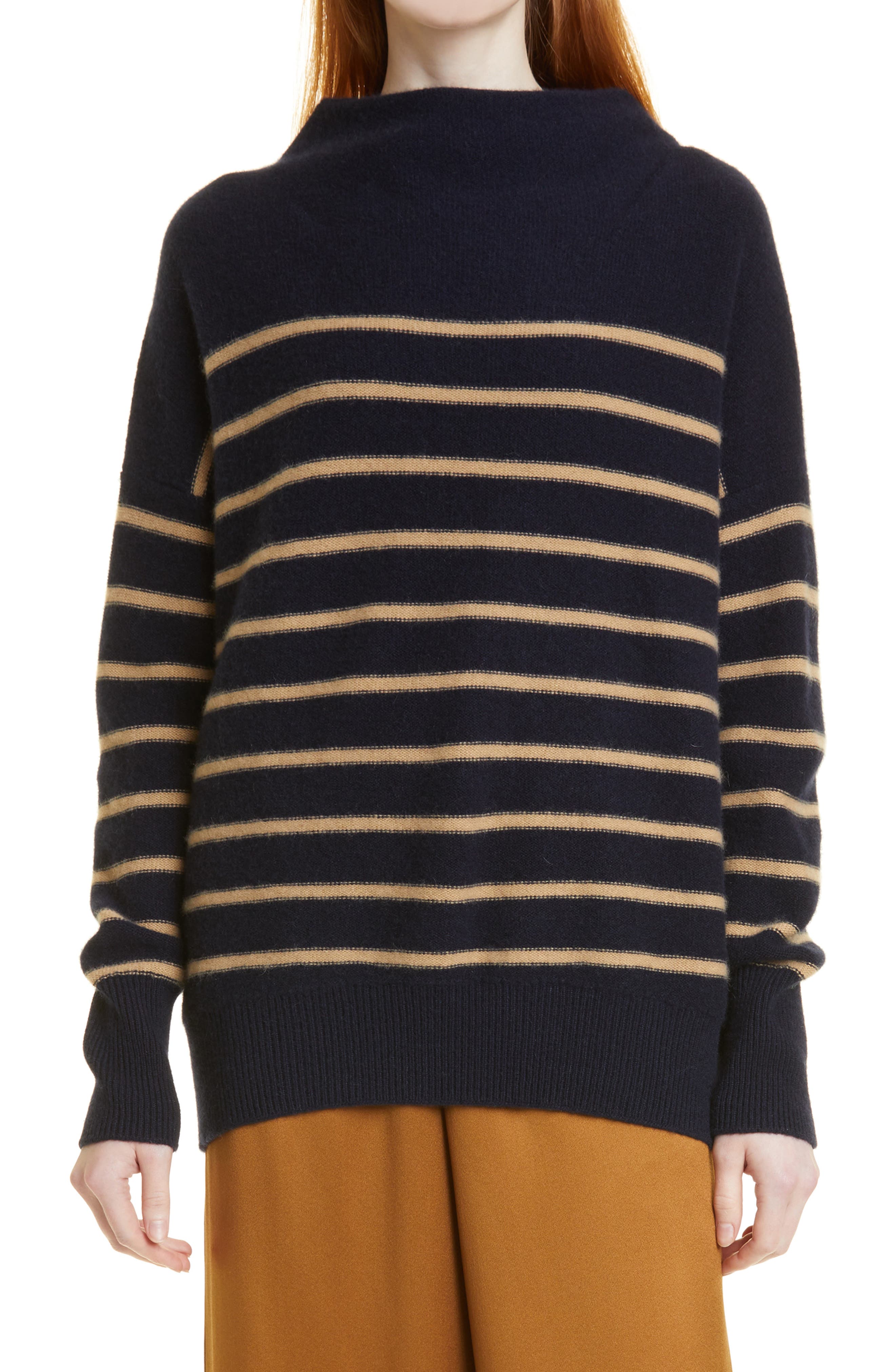 Vince Breton Stripe Cashmere Sweater in Coastal/dune