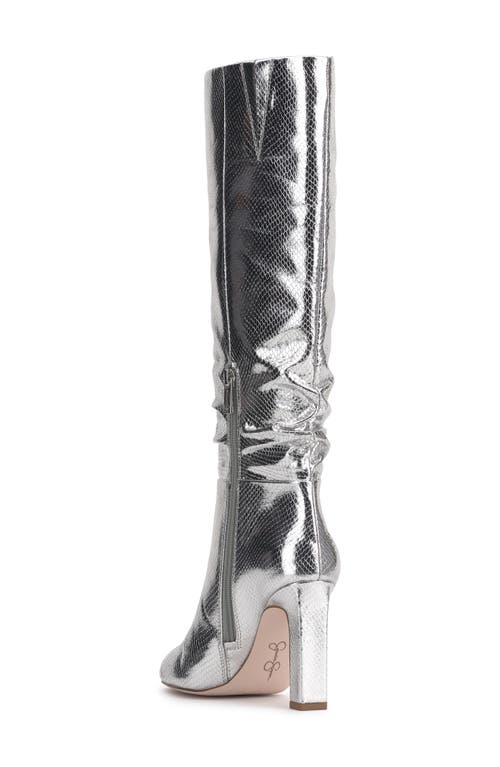 Shop Jessica Simpson Minerva Knee High Boot In Silver Metallic Snake