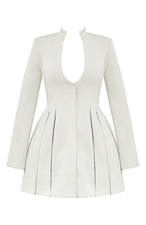 House Of Cb Heiress Plunge Neck Long Sleeve Fit & Flare Dress In Wind Chime