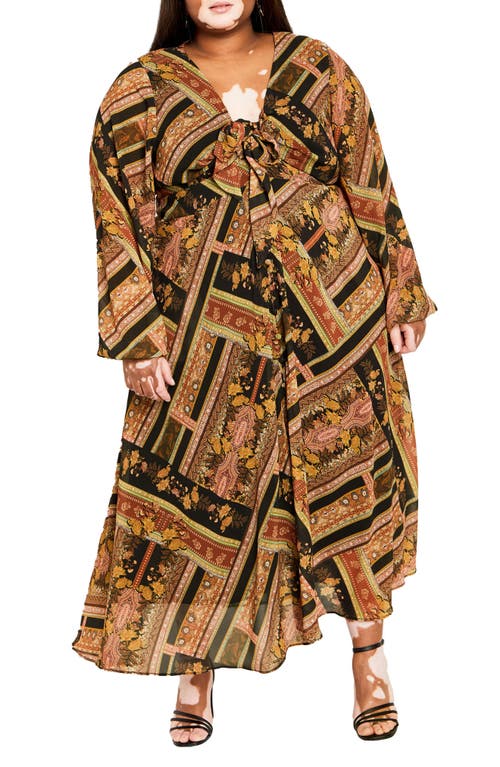 City Chic Margo Mixed Print Long Sleeve Maxi Dress in Angelina Print at Nordstrom, Size Xxs