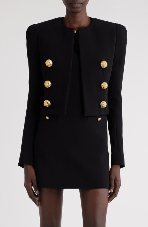 Shop Balmain Spencer Boxy Crop Jacket In 0pa Black