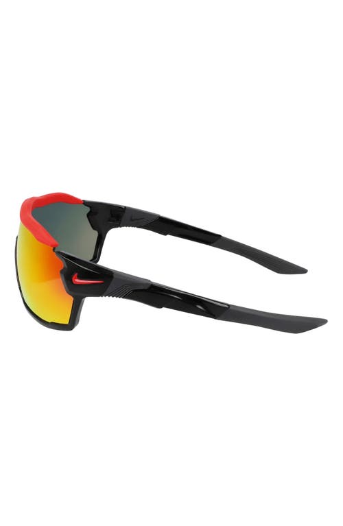 Nike Show X Rush 58mm Shield Sunglasses In Black/red Mirror